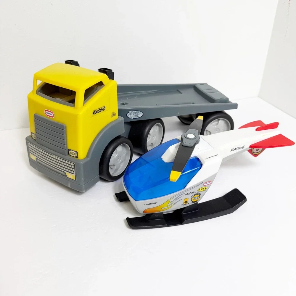 Little Tikes Rugged Riggz Toy Full Throttle Racing Truck & Helicopter Set